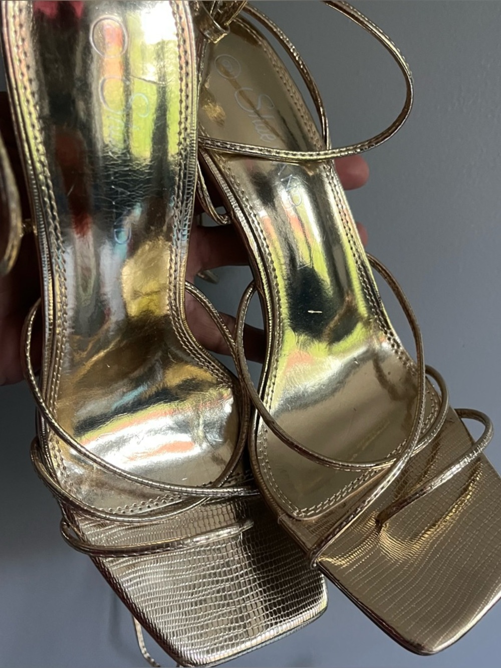 Gold Strappy Women's Sandals - Metallic Evening Heels